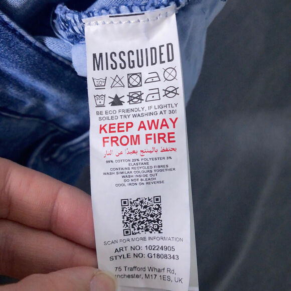 Missguided Jean Skirt Women 6 Blue Medium Wash Mini Cotton Blend Zipper Casual - Picture 6 of 7